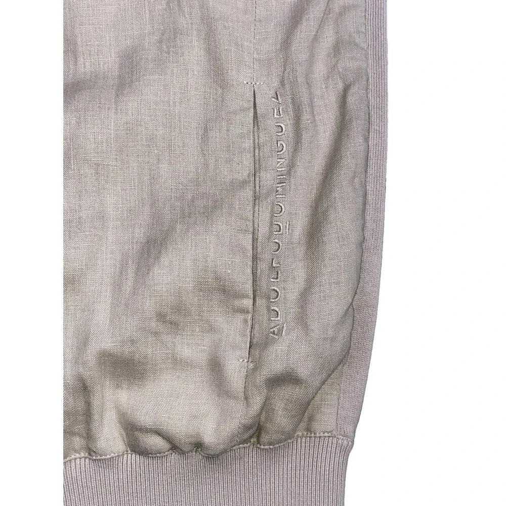 Adolfo Dominguez Men's XL Beige Full-Zip Knit Linen Hybrid Bomber Jacket Sweater